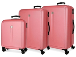 Set de 3 Maletas de Viaje ROLL ROAD Camboya Rosa Claro (55/68/78cm - 37/72/108L)