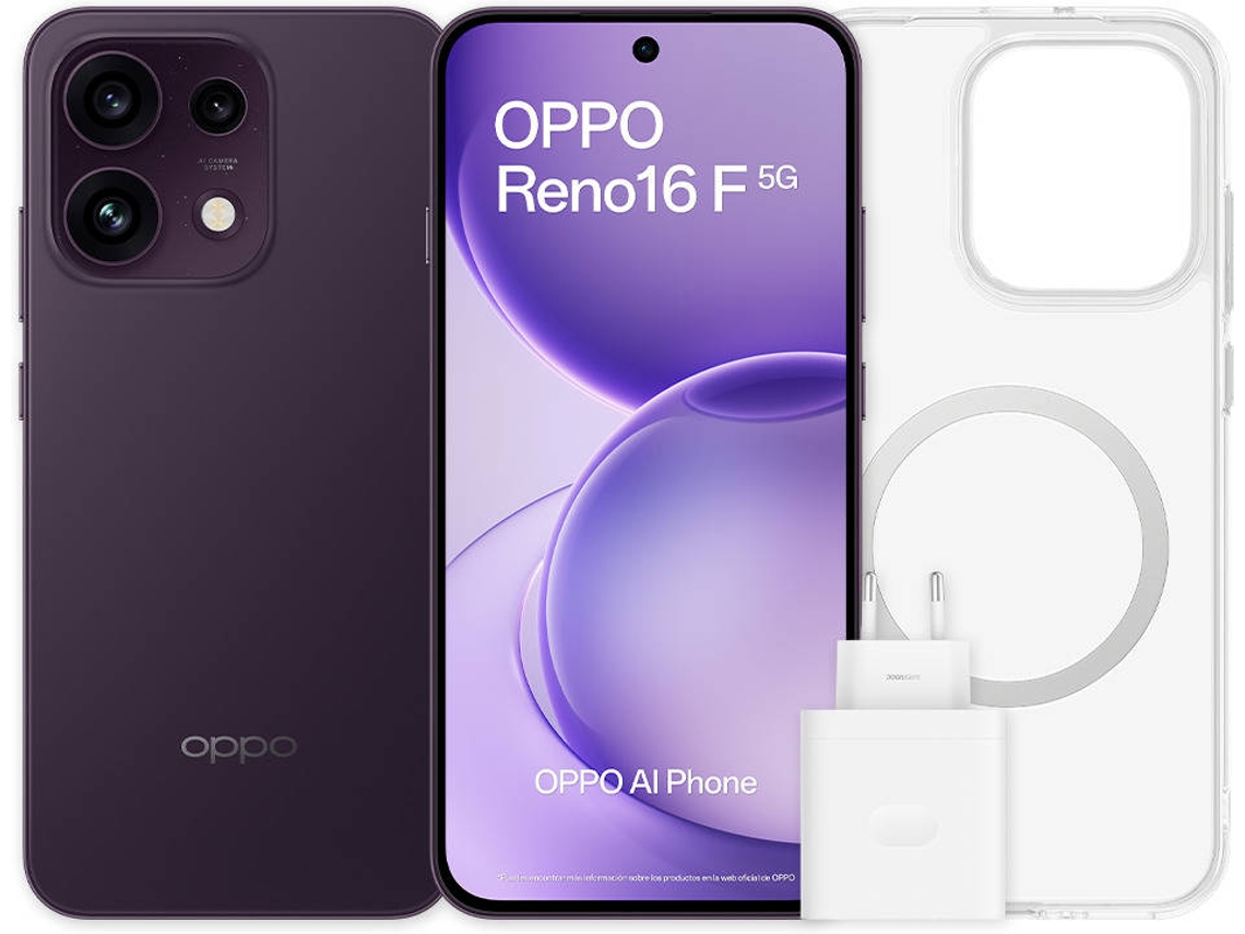 Bundle Smartphone OPPO Reno 16 F (6.57'' - 8 GB - 256 GB - Negro Crepúsculo)