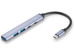 EWENT Ew1149 Hub de Interfaz Usb 3.2 Gen 1 3.1 Gen 1 Type-C 5000 Mbit/S Gris Plata