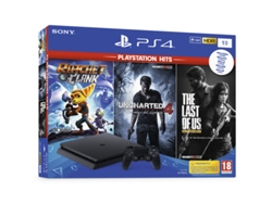 Consola PS4 Slim + Ratchet, Uncharted 4, Last Of Us (1 TB)
