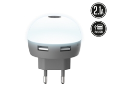 Transformador MUVIT Life USB Dual 2.1A LED Blanco