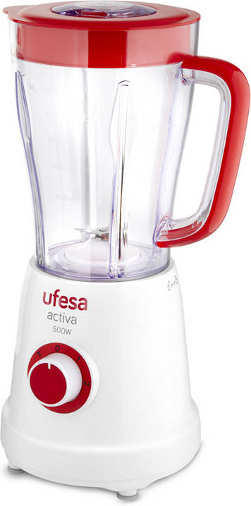 Batidora de Vaso UFESA BS470 Activa (500 W - 1.5 L - Blanco y Rojo)