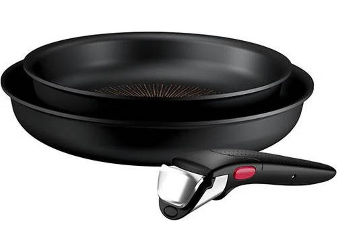 Set 3 Piezas TEFAL 2 Sartenes Ingenio Excellence + Mango Extraíble (22 cm y 26 cm - Negro)