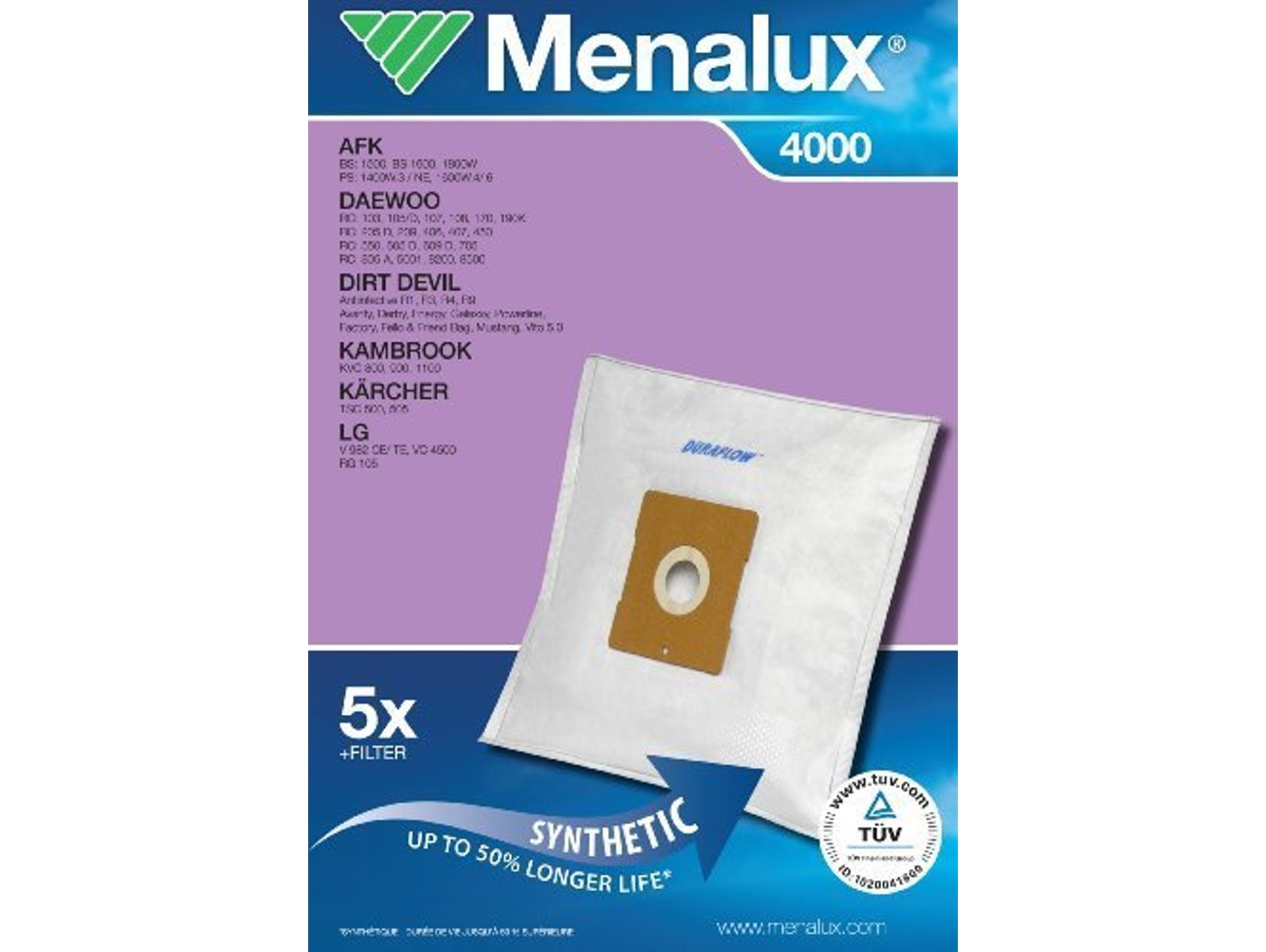 Bolsas para Aspirador MENALUX 4000 (5 unidades)