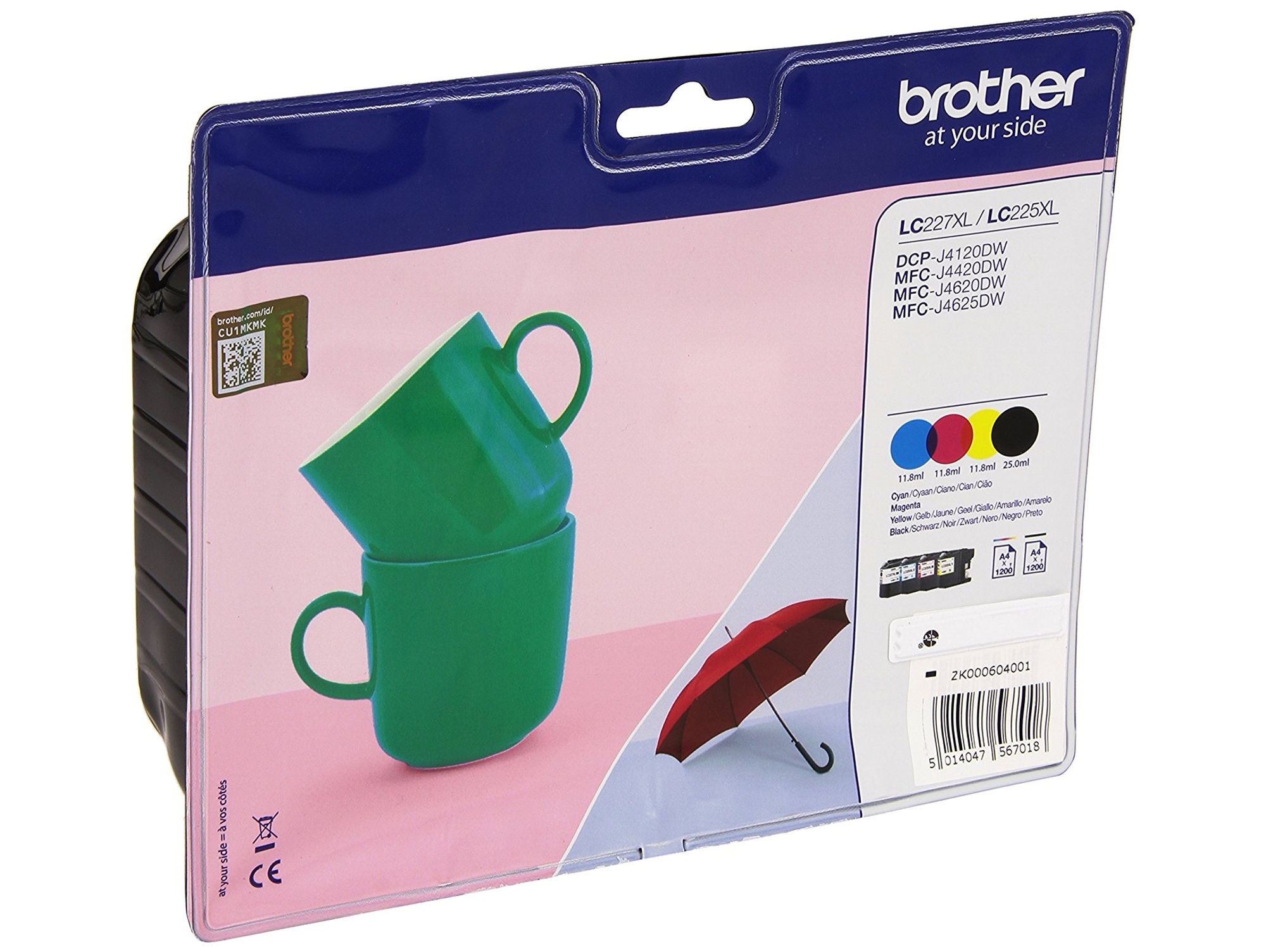 Pack 4 cartuchos de tinta Original BROTHER LC227XL negro, cian, magenta y amarillo 1.200 páginas