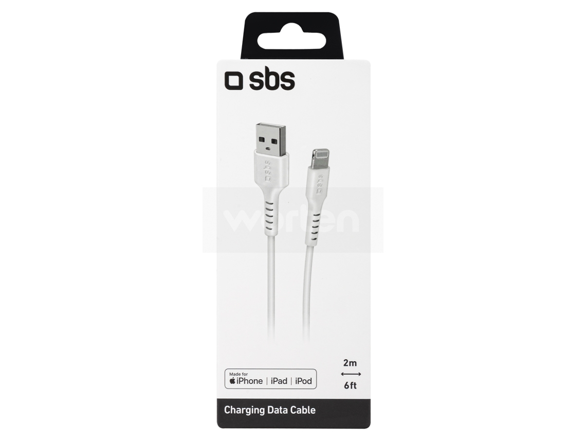 Cable SBS TECABLEUSBIP5289W (USB - Lightning - 2 m - Blanco)