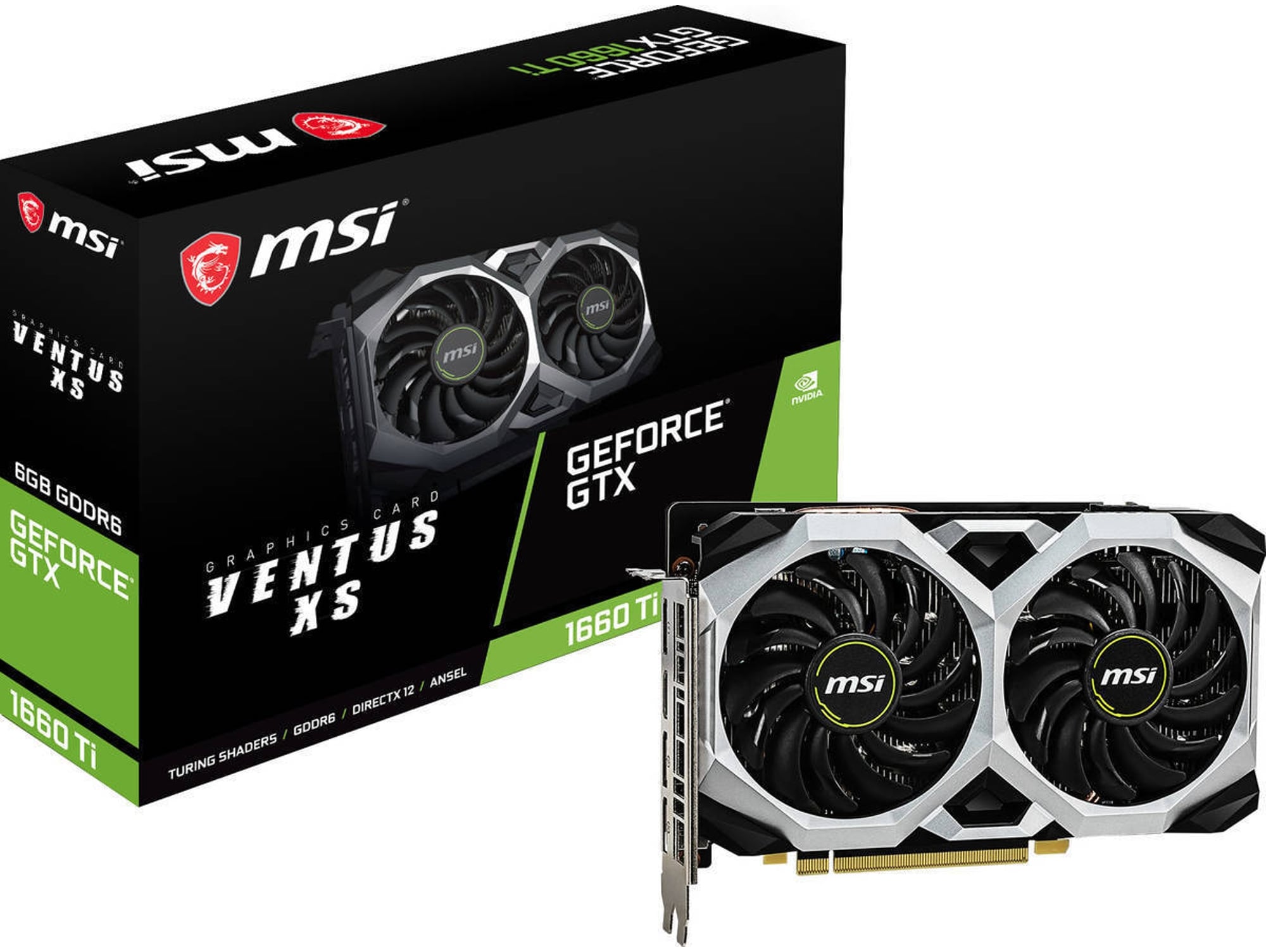 Tarjeta Gráfica MSI GTX 1660 Ti Ventus XS OC (6 GB, GDDR6, 7680 x 4320 Píxeles)