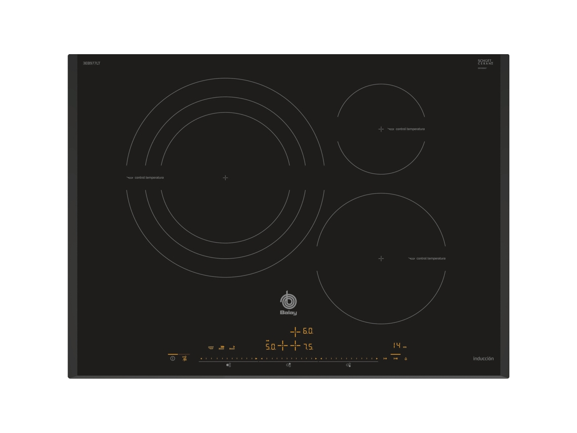 Placa de Inducción BALAY 3EB977LT (Eléctrica - 71 cm - Negro)