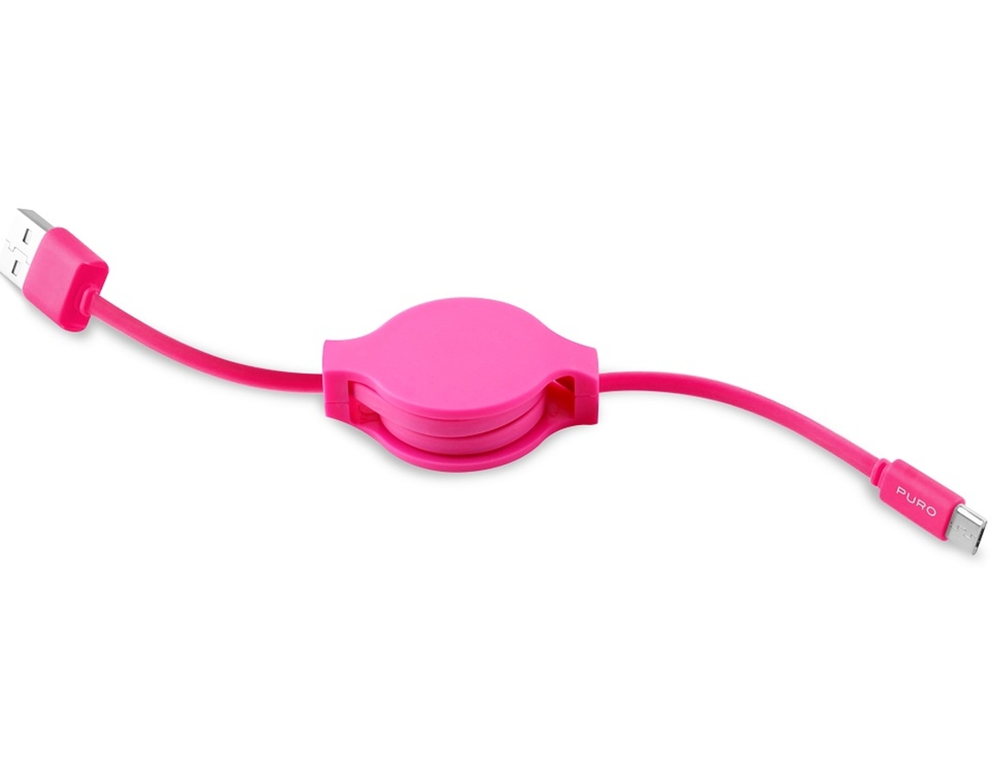 Cable PURO Retráctil (USB - MicroUSB - 0.8 m - Rosa)
