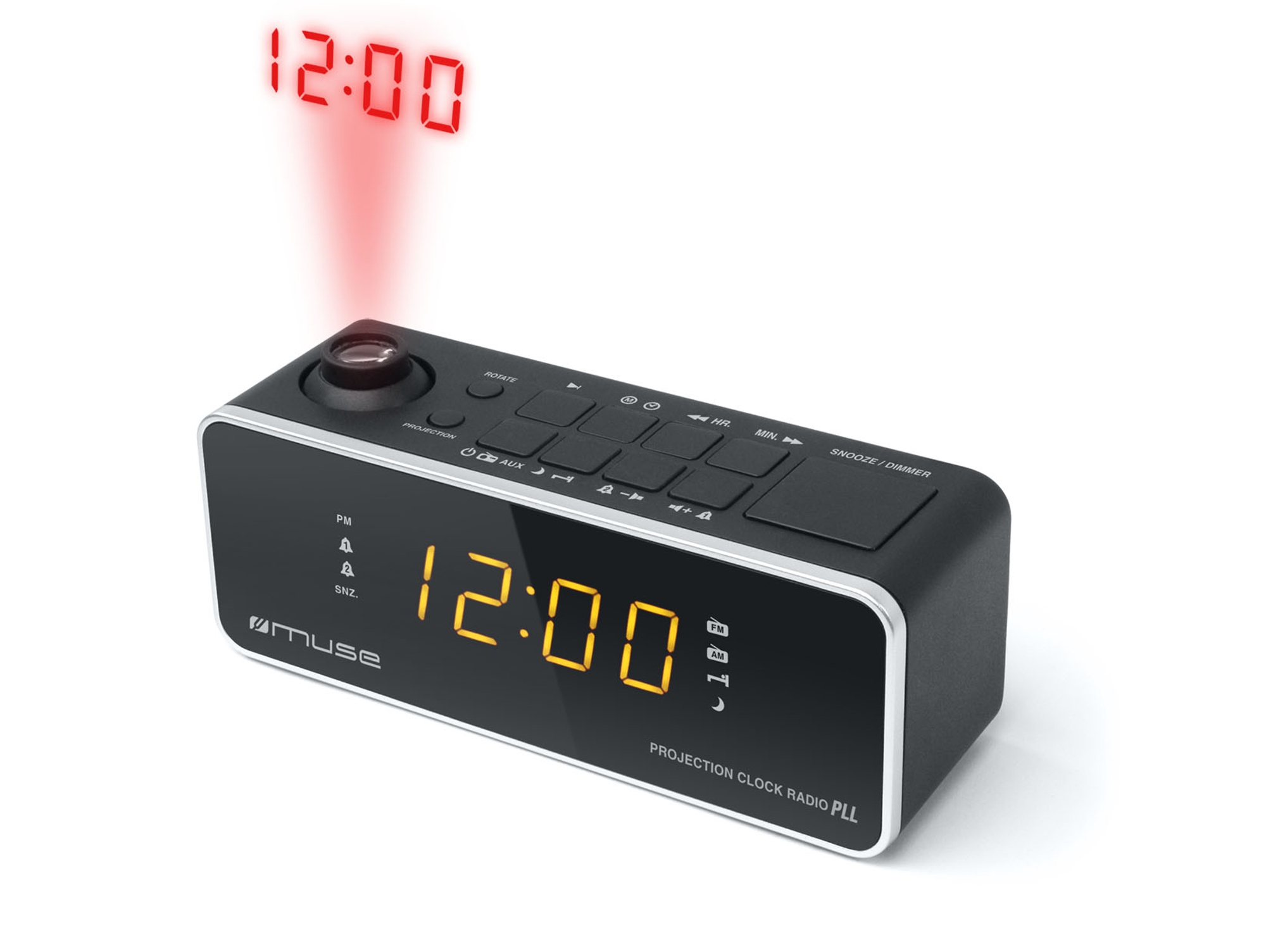 Radio Despertador MUSE M-188 P (Negro - Digital - FM/MW - Corriente - Alarma Doble - Función Snooze)