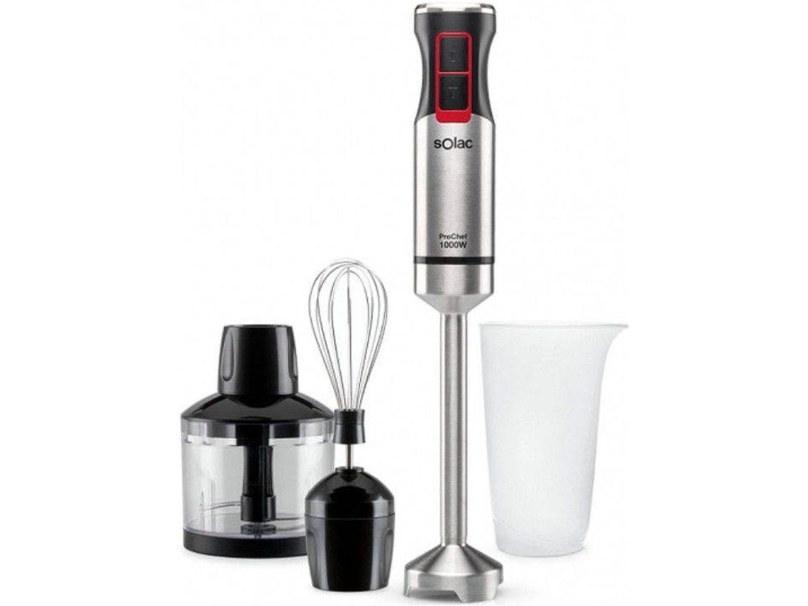 Batidora de Mano + Accesorios SOLAC BA5607 S91603500 (1000 W - Inox y Negro)