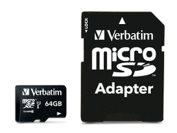 Tarjeta de Memoria VERBATIM 64GB C10 con Adaptador