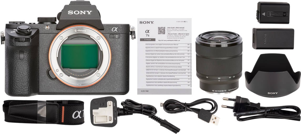 Kit Cámara Mirrorless SONY Alpha 7 Mark II + Objetivo 28-70mm (24.3 MP - Sensor: Full-Frame - ISO: 50 a 25 600)