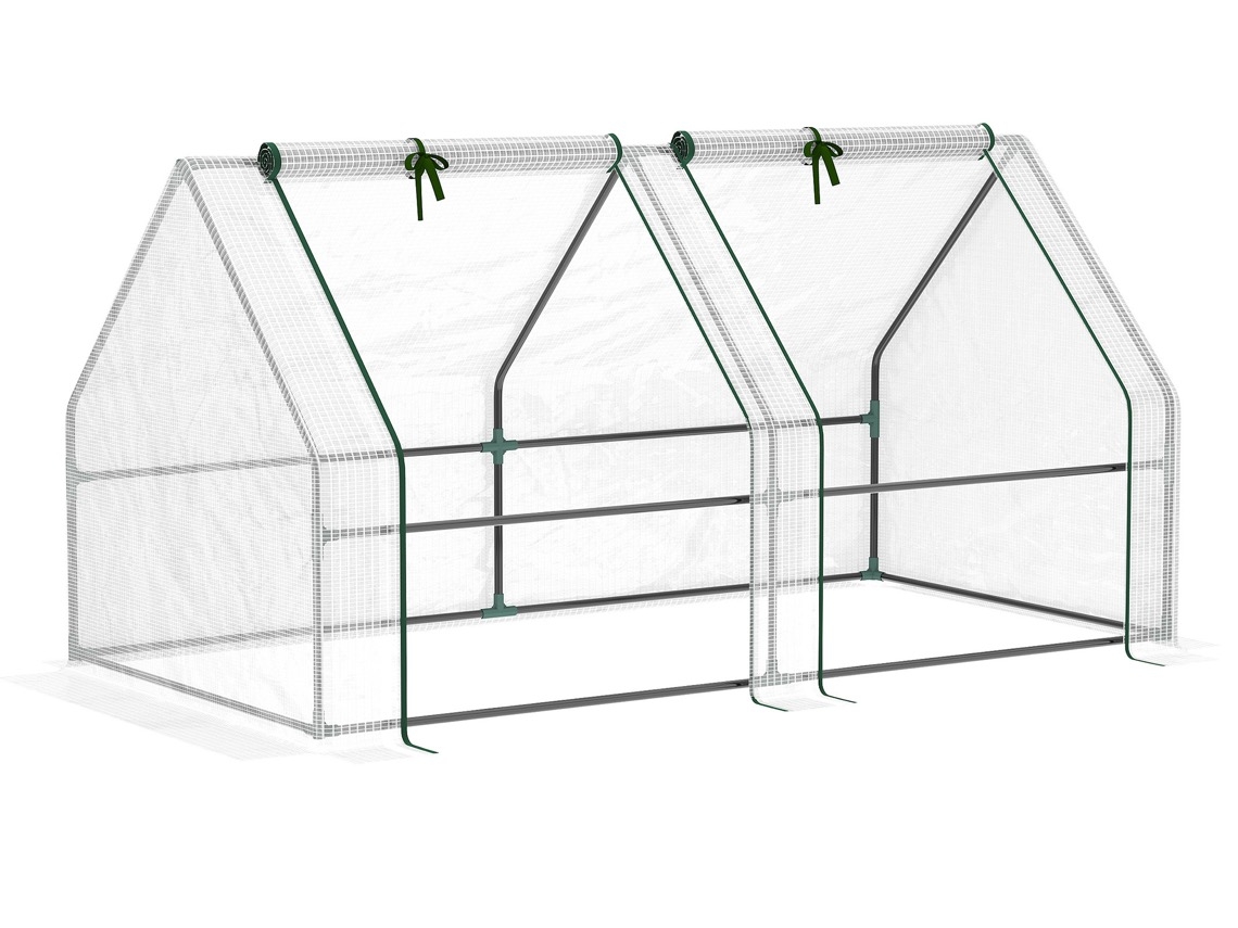 Invernadero exterior OUTSUNNY, acero y PE (blanco - 180x90x90 cm)