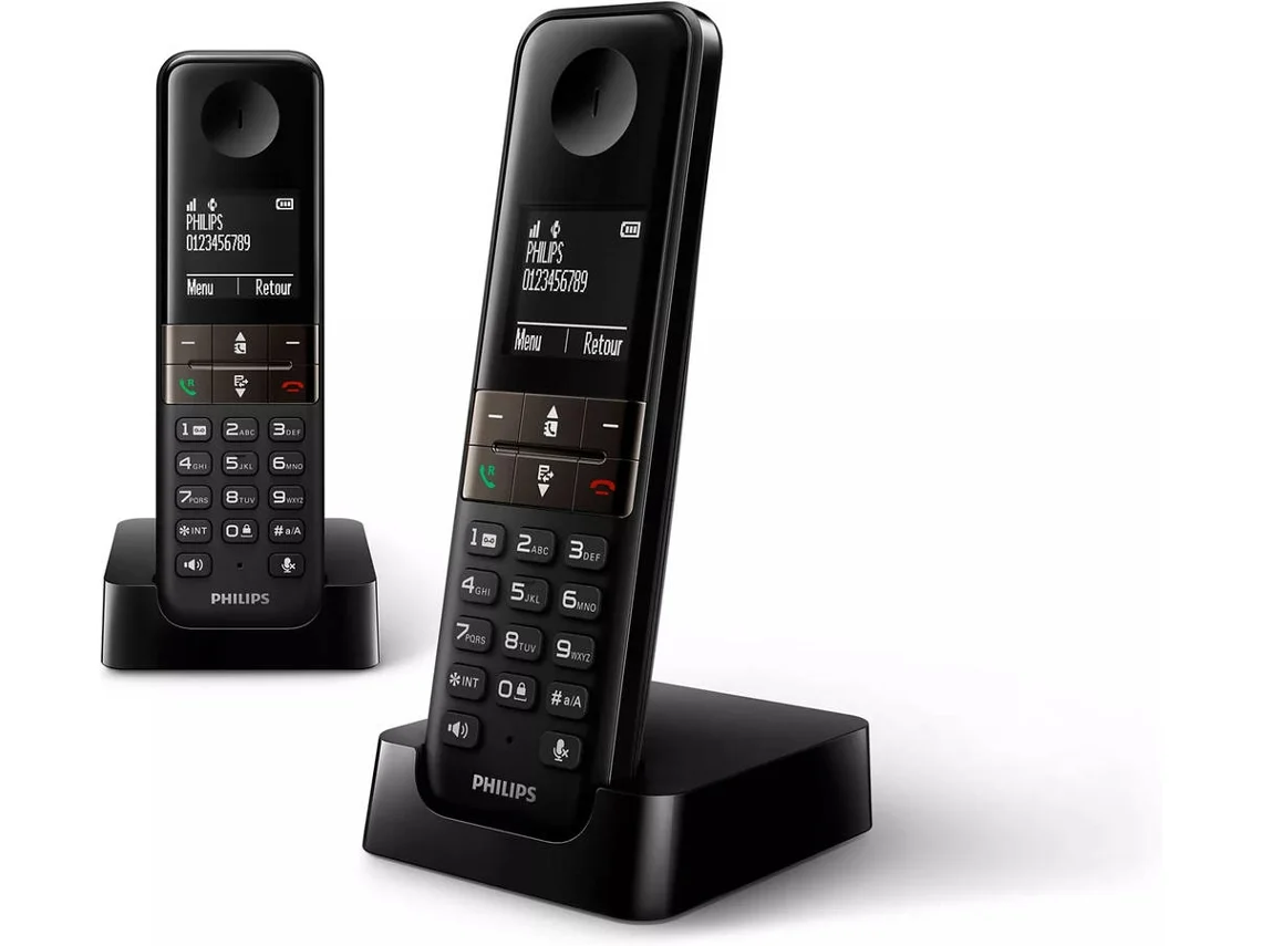 Teléfono Fijo PHILIPS Duo D4702B/34 Negro