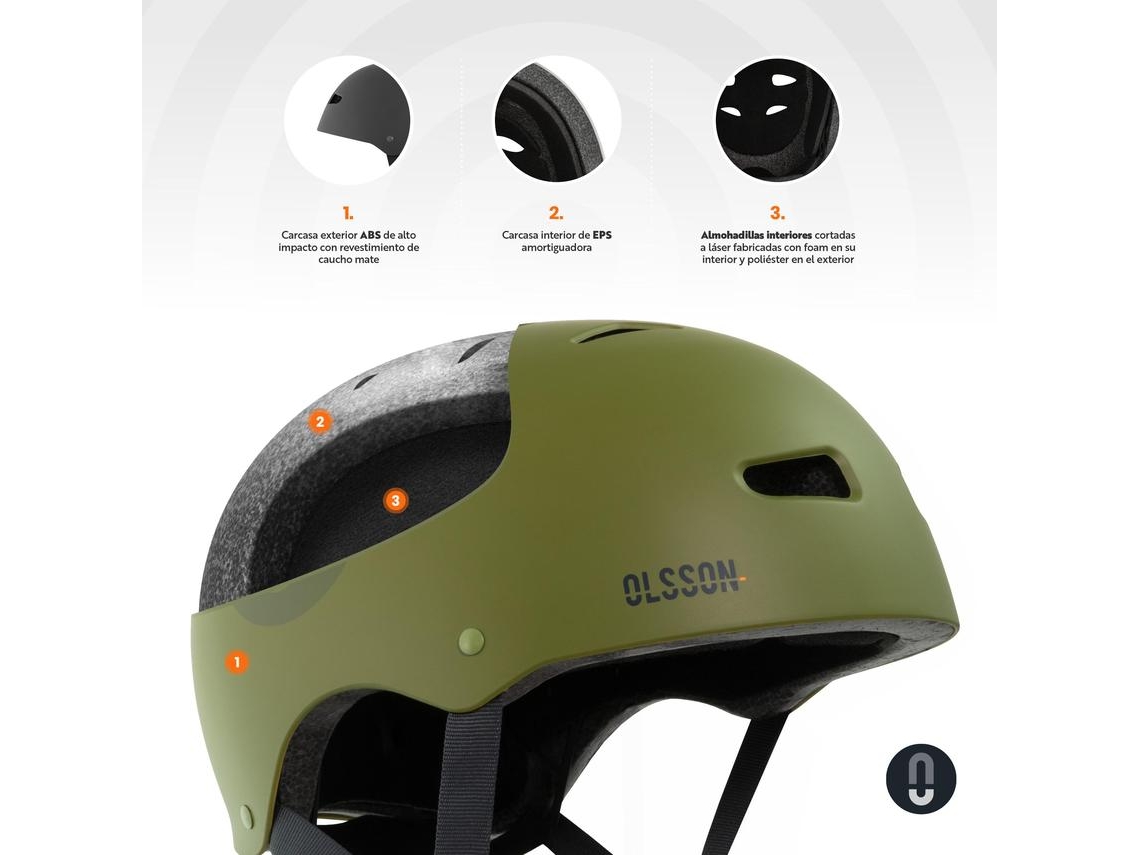 ボンボネロ bonbonero 蓄光カモ CAMO Casco OLSSON URBAN RIDER - Caqui M/L (55-58cm) Patinete Skate