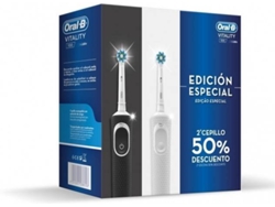 Cepillo de Dientes ORAL B Vitality 100 Duplo Blanco y Negro (7.600 rpm)