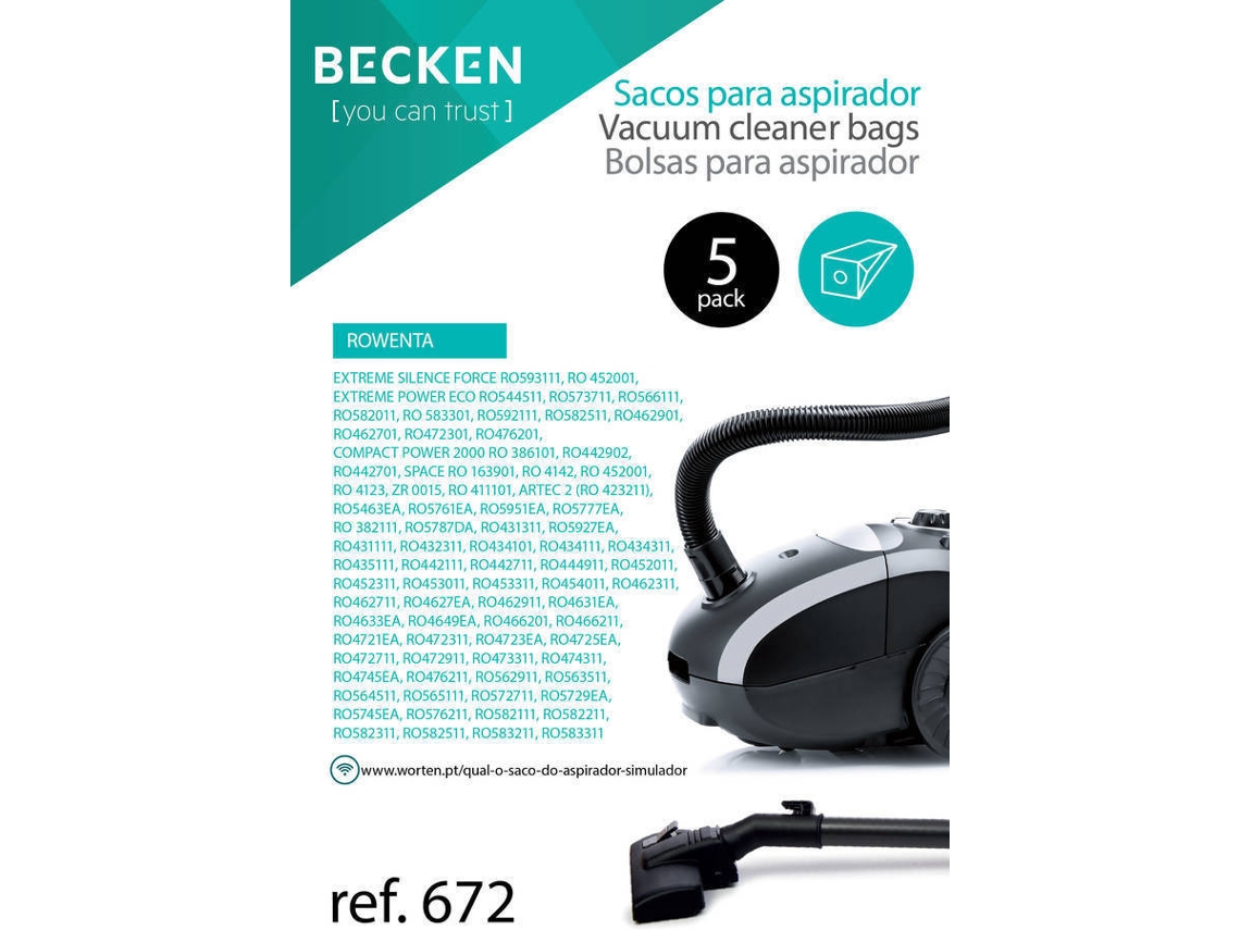 Bolsas para aspirador BECKEN REFª672 (5 unidades)
