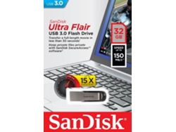 Pendrive SANDISK Ultra Flair 32 GB 3.0 — 32 GB | USB 3.0 | Negro - Gris