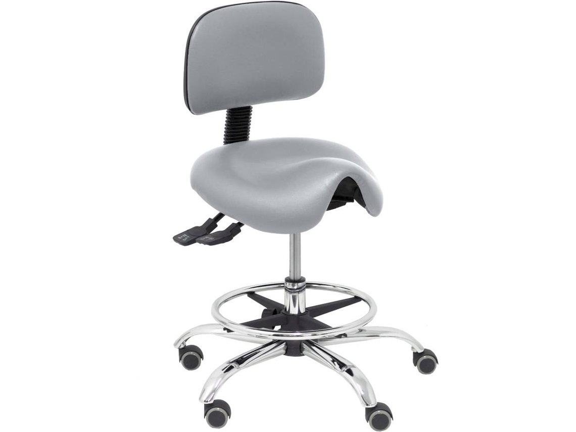 Taburete de Oficina PYC Zarza Cinzento (Similpiel)