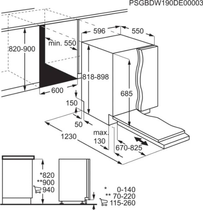 Lavavajillas Integrable AEG FSE74718P (15 cubiertos - 60 cm - Panel Negro)