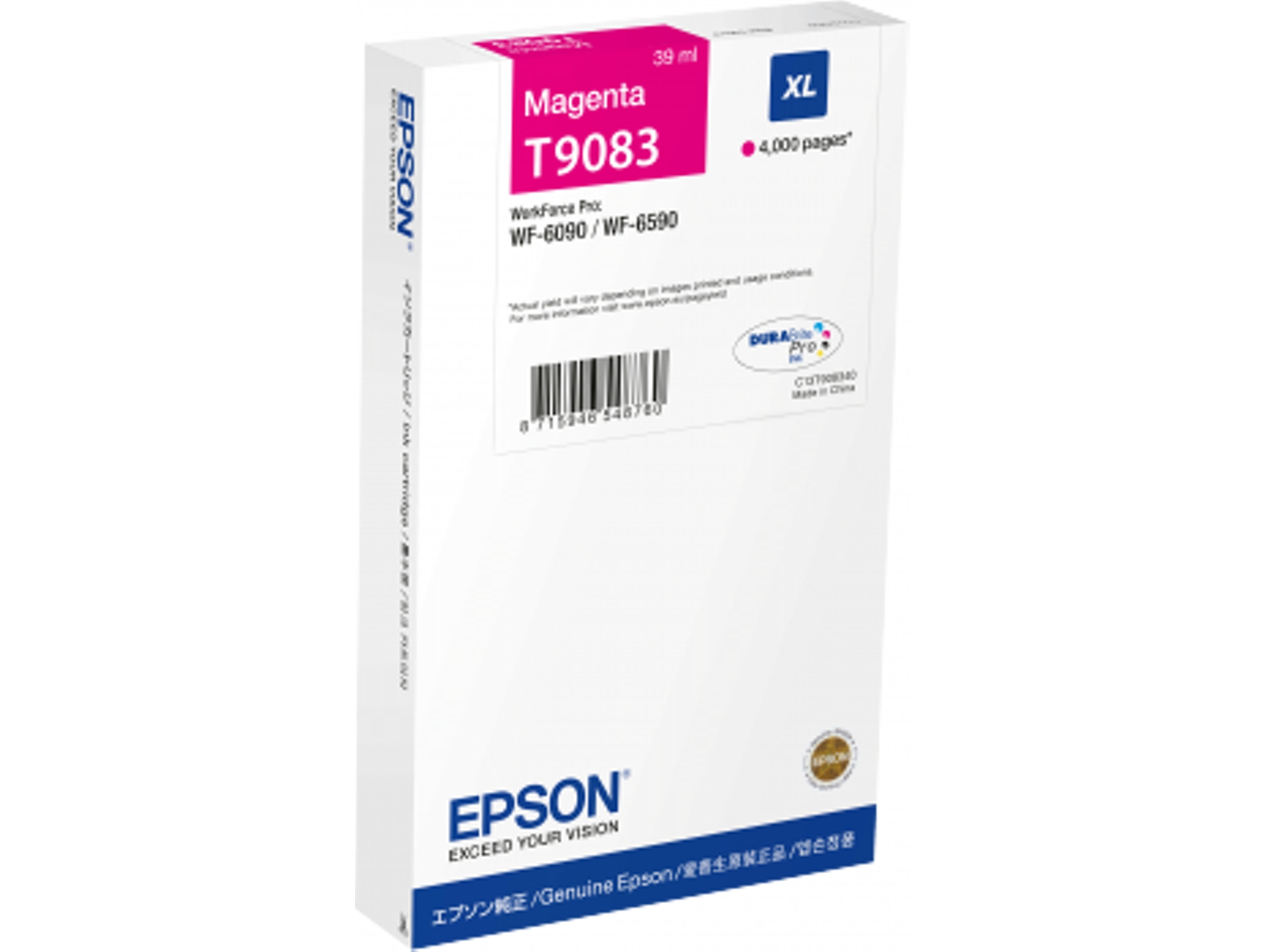 Cartucho de tinta original EPSON, T9083 39 ml, Magenta, XL, C13T908340