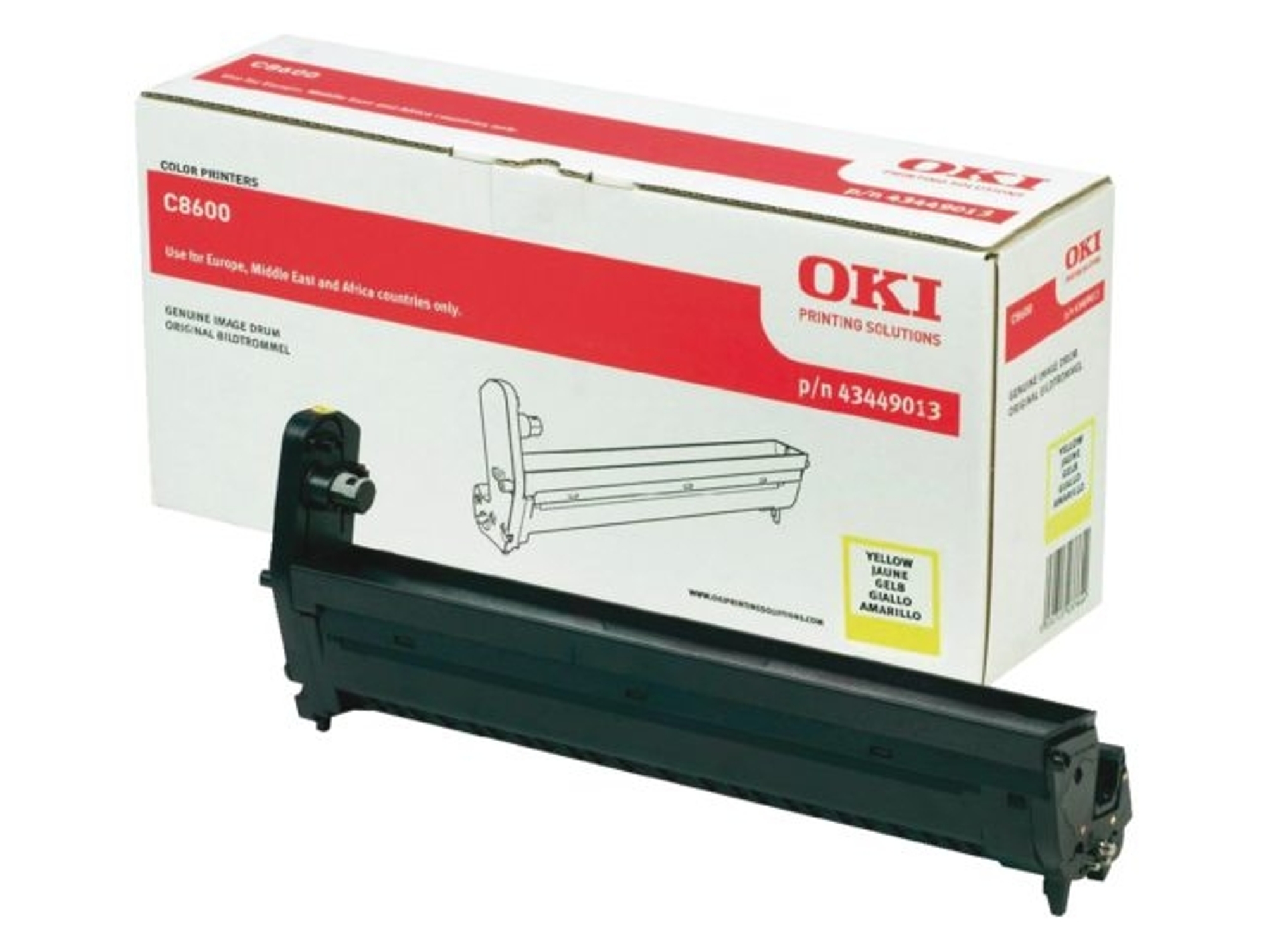 Tambor OKI  C8600 20000Pág. Amarillo  para C8600cdtn, 8600dn, 8600n, 8800cdtn, 8800dn, 8800n