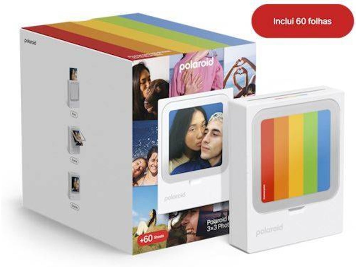 Impresora POLAROID Hiprint 3X3 + 60 Fotos (Bluetooth y USB-C)