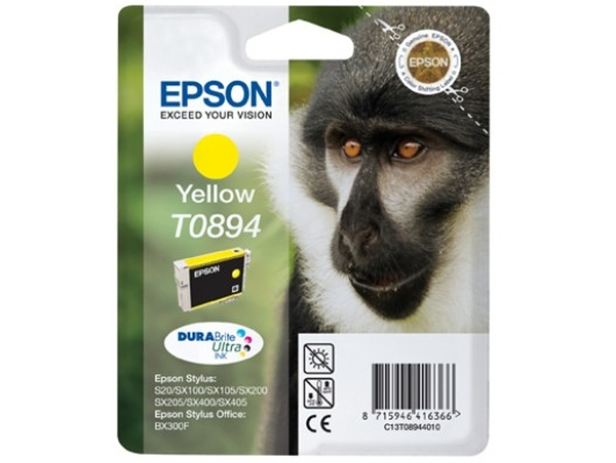 Cartucho de tinta original EPSON T0894, Mono 3,5 ml, Amarillo, C13T08944011