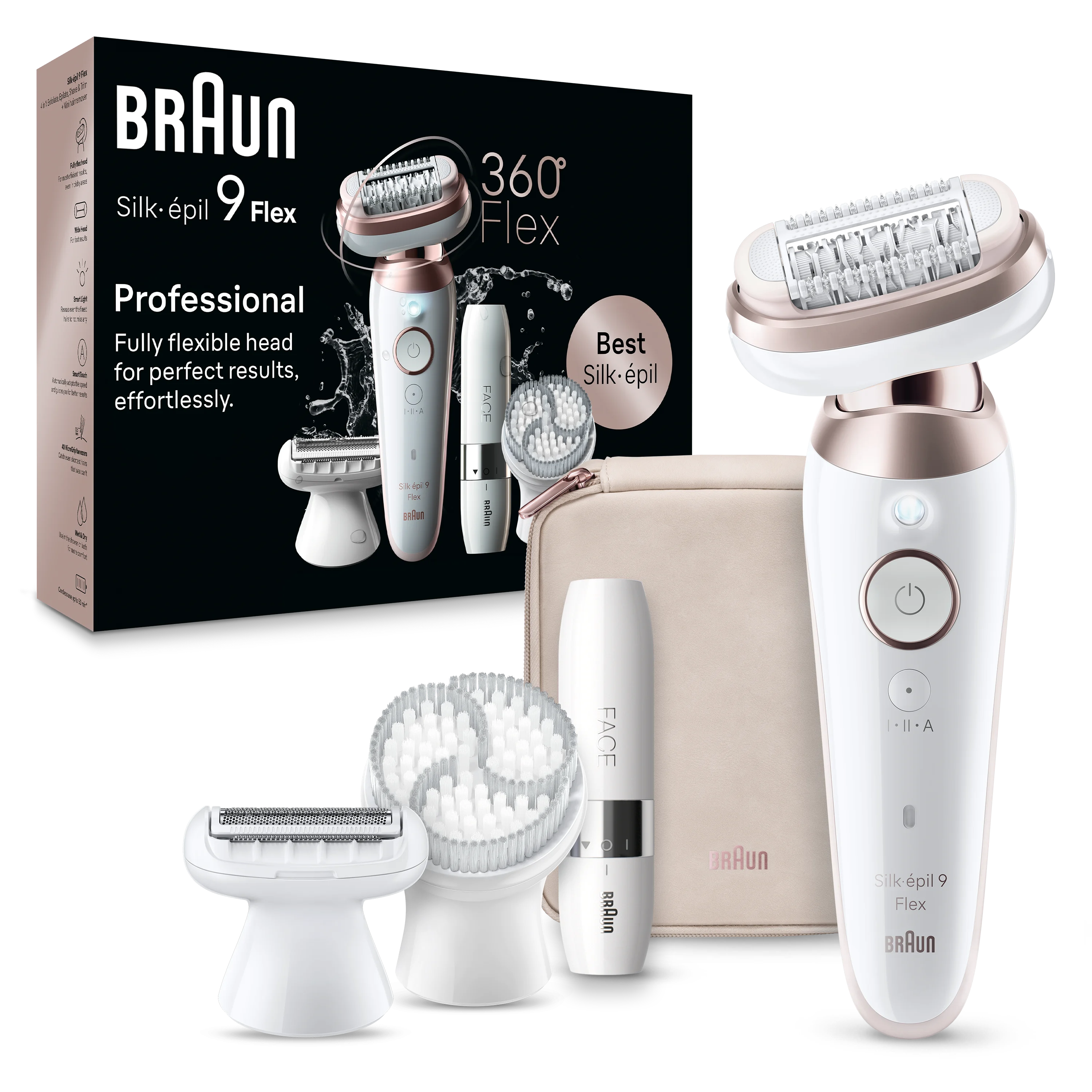 Depiladora BRAUN Silk Epil S9 Flex SES9-360 3D Plus 1Un (Arranque - Multi-zonas - Corriente)