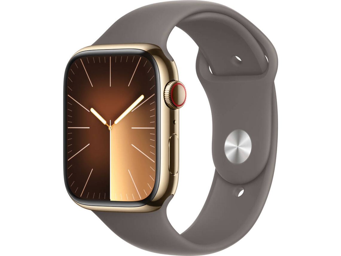 APPLE Watch Series 9 GPS+Cellular 45 mm Acero Inoxidable Oro con Correa Deportiva Barro (Talla: M/L)