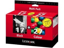 Cartucho de tinta  LEXMARK Pack 2 unidades   80D2952BR Nª17+Nª27  Negro, Amarillo, Magenta, Cyan
