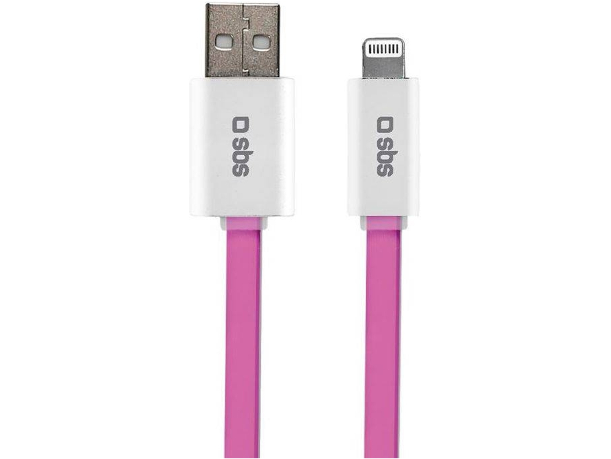 Cable SBS Flat (USB - Lightning - 1.5 m - Rosa)