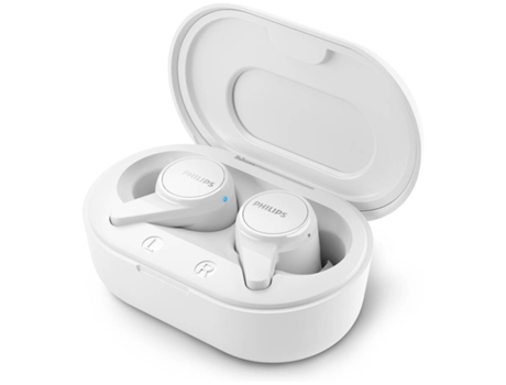 Auriculares Bluetooth True Wireless PHILIPS TAT1207WT (In Ear - Micrófono - Blanco)