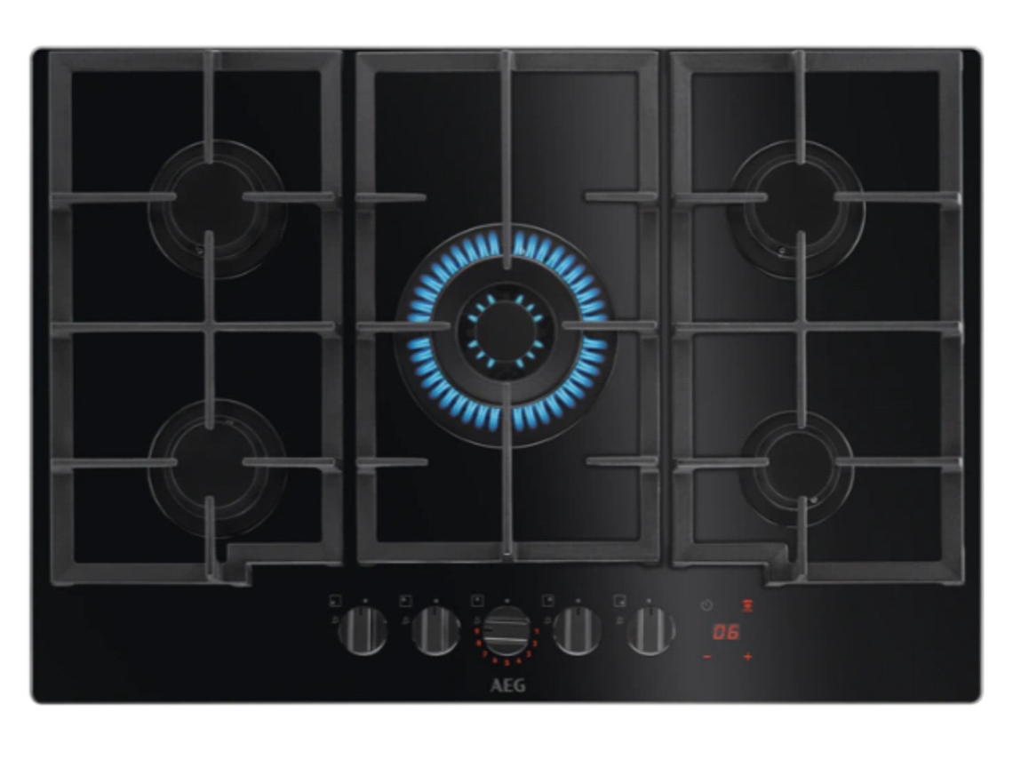 Placa de Gas AEG HKB75451NB (Gas Natural - 74 cm - Negro)