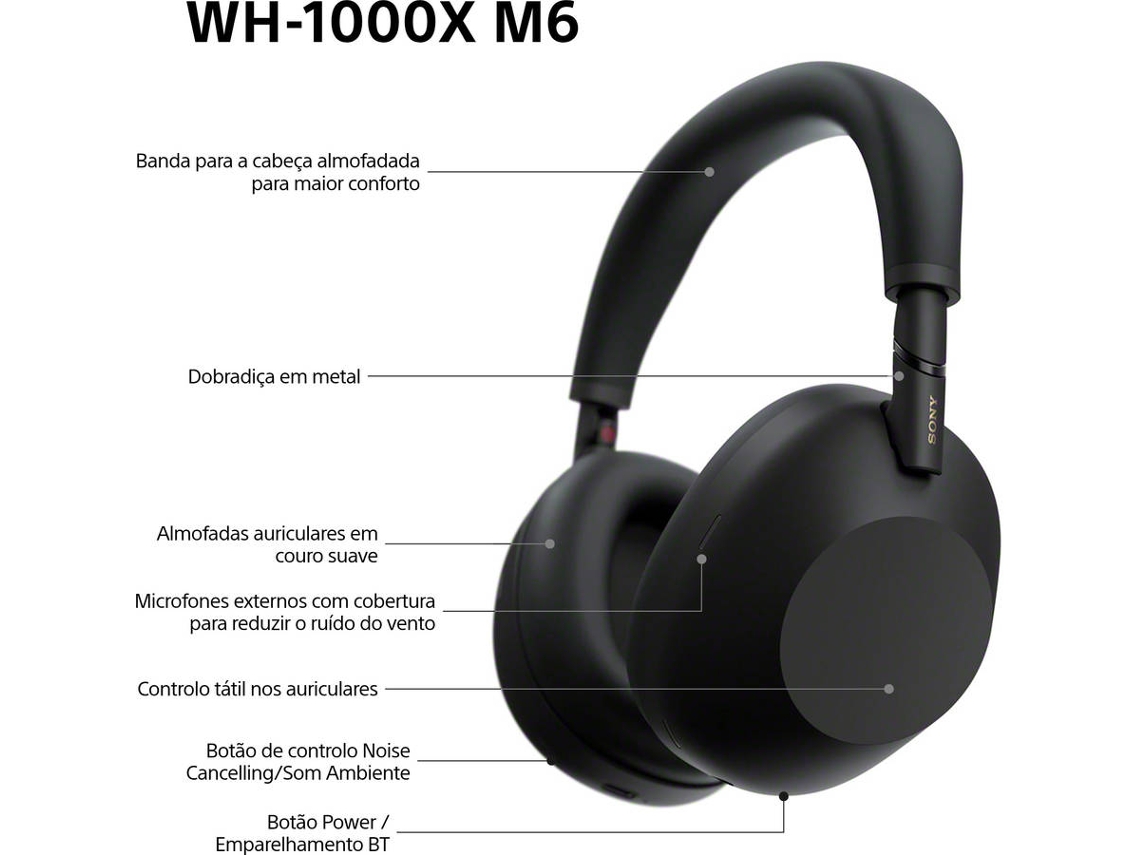 Auriculares Bluetooth SONY WH 1000XM6 (Over Ear - Noise Cancelling