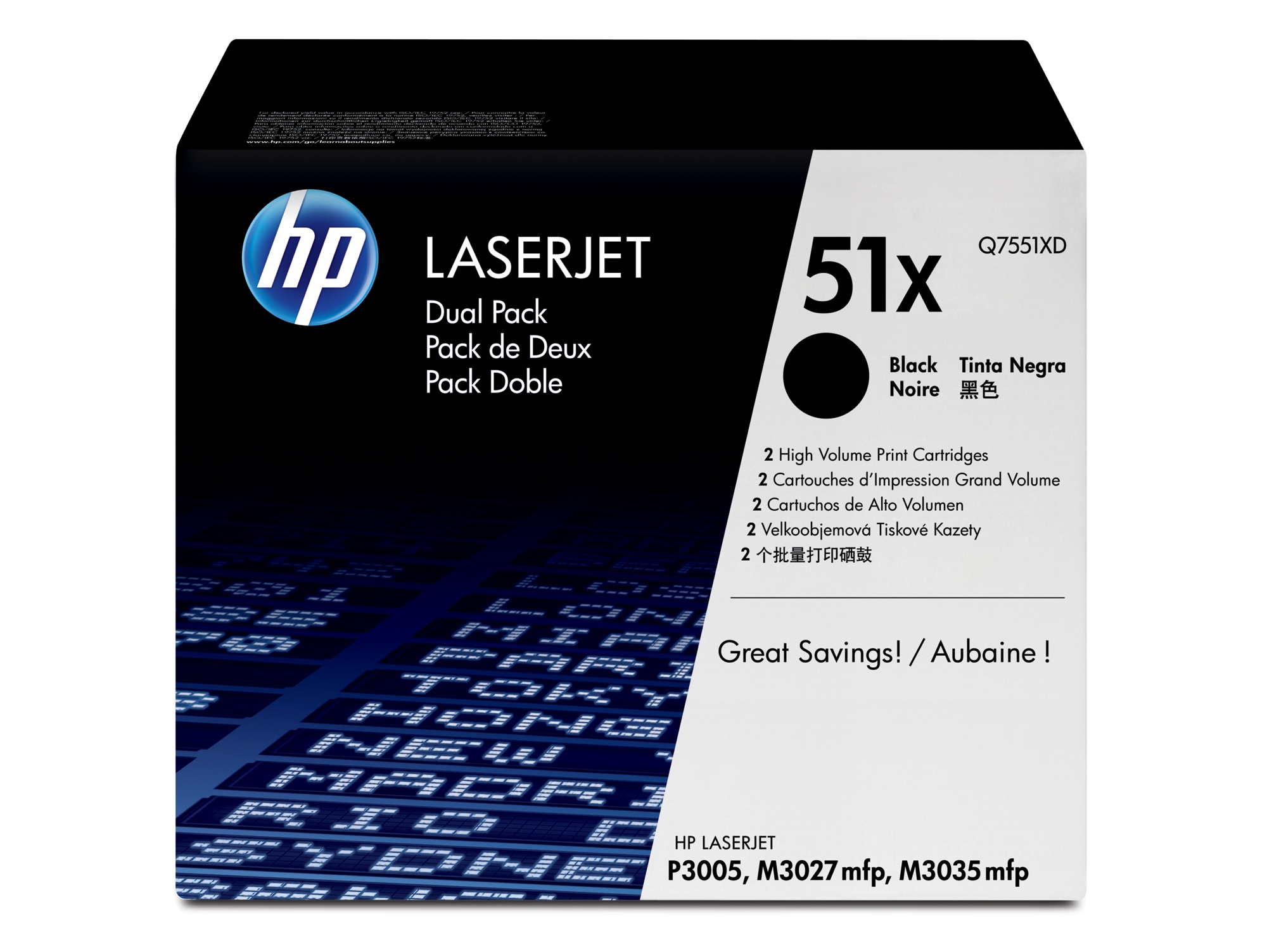 Pack 2 cartuchos de tóner original LaserJet HP 51X negro