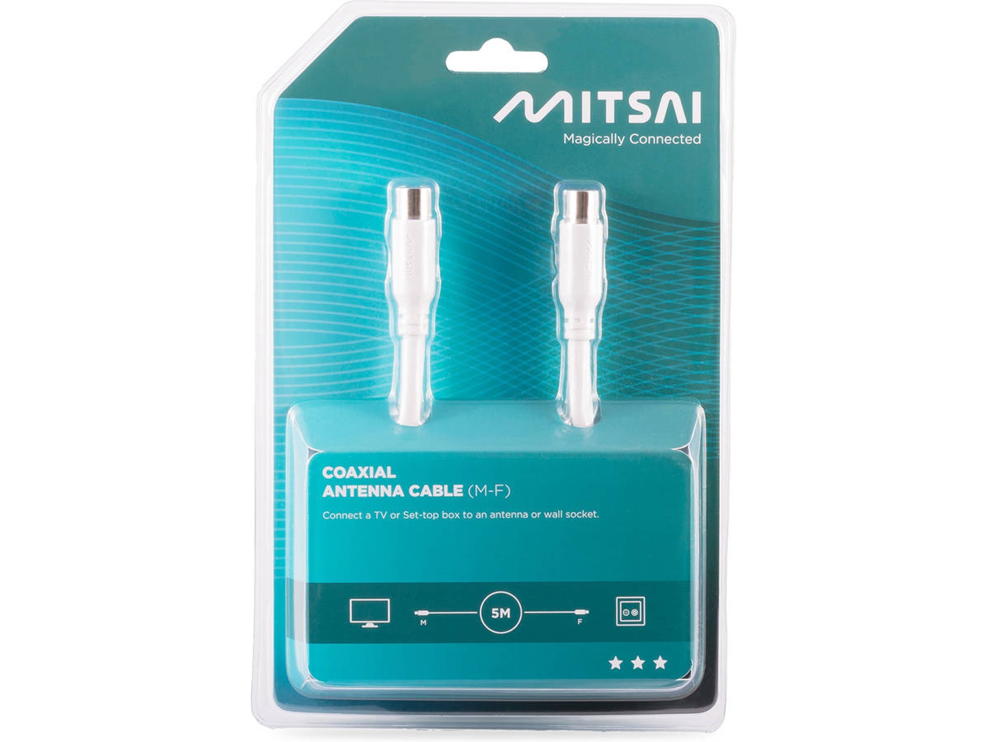 Cable Antena MITSAI Coaxial (Macho-Hembra) 5M | Worten Canarias
