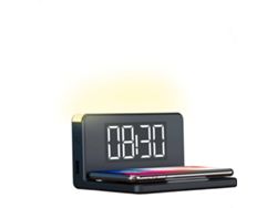 Cargador inalámbrico KSIX Con Reloj despertador negro