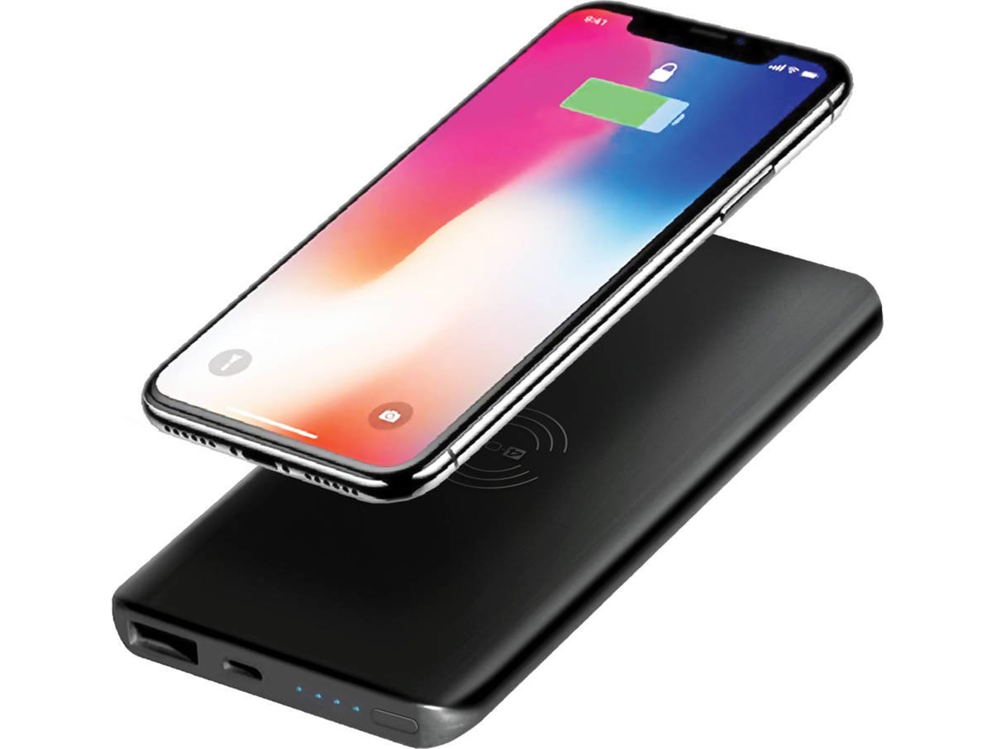 Powerbank 4-OK Inalámbrica QI (8000 mAh - 2 USB - Negro)