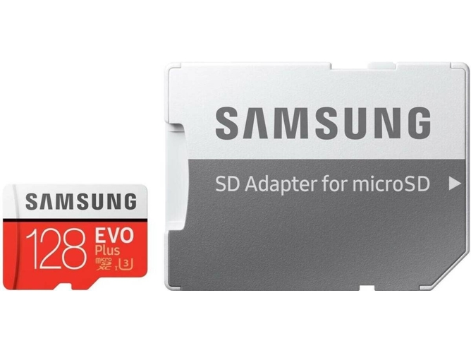 Tarjeta de Memória MicroSDXC SAMSUNG Evo Plus (128 GB - 100 MB/s - C10) + Adaptador
