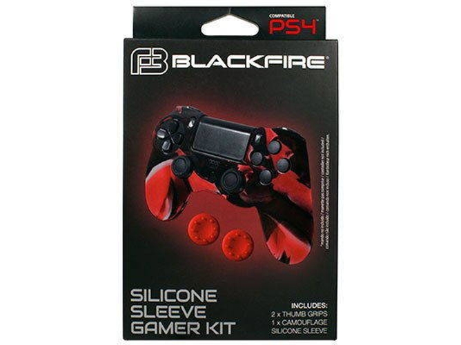Kit funda silicona ARDISTEL Blackfire + 2 grips para Dualshock PS4 azul y rojo — Compatibilidad: Dualshock PS4