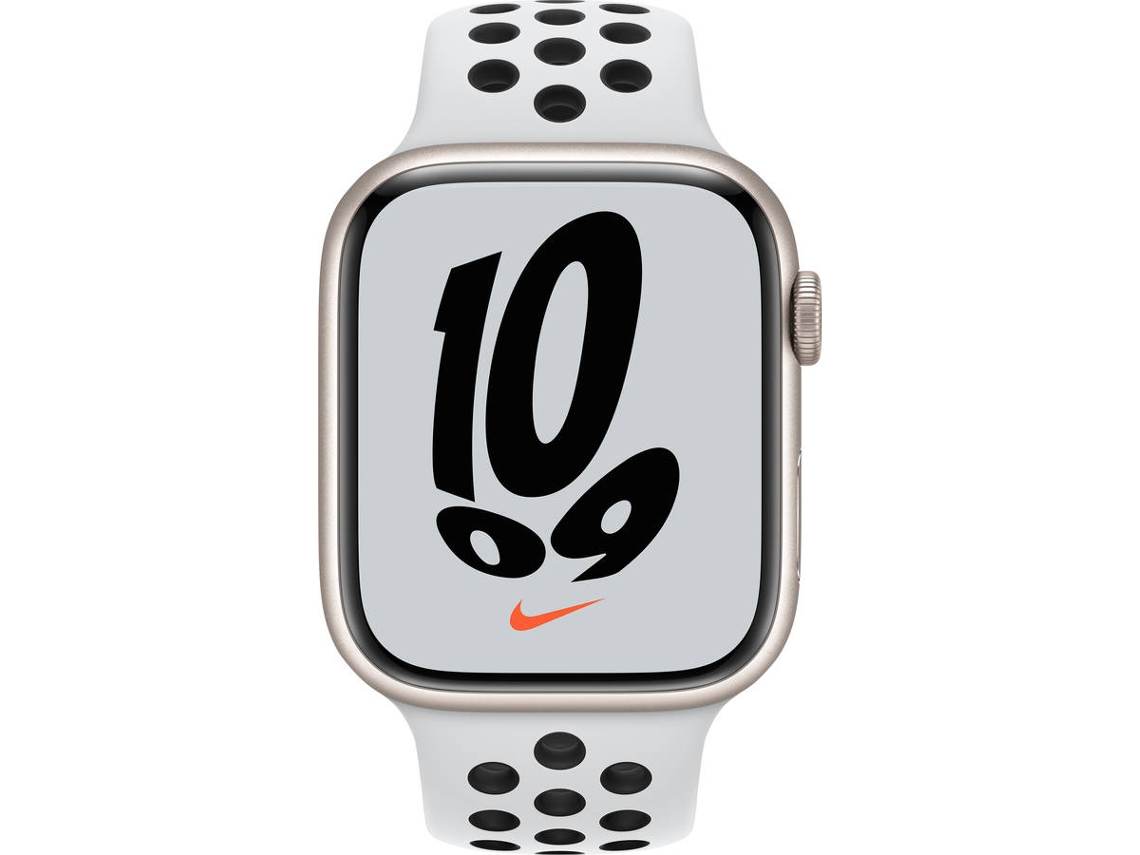 APPLE Watch Nike GPS 45 mm Blanco Estrella con Correa Deportiva Nike Platino puro Negro Worten Canarias