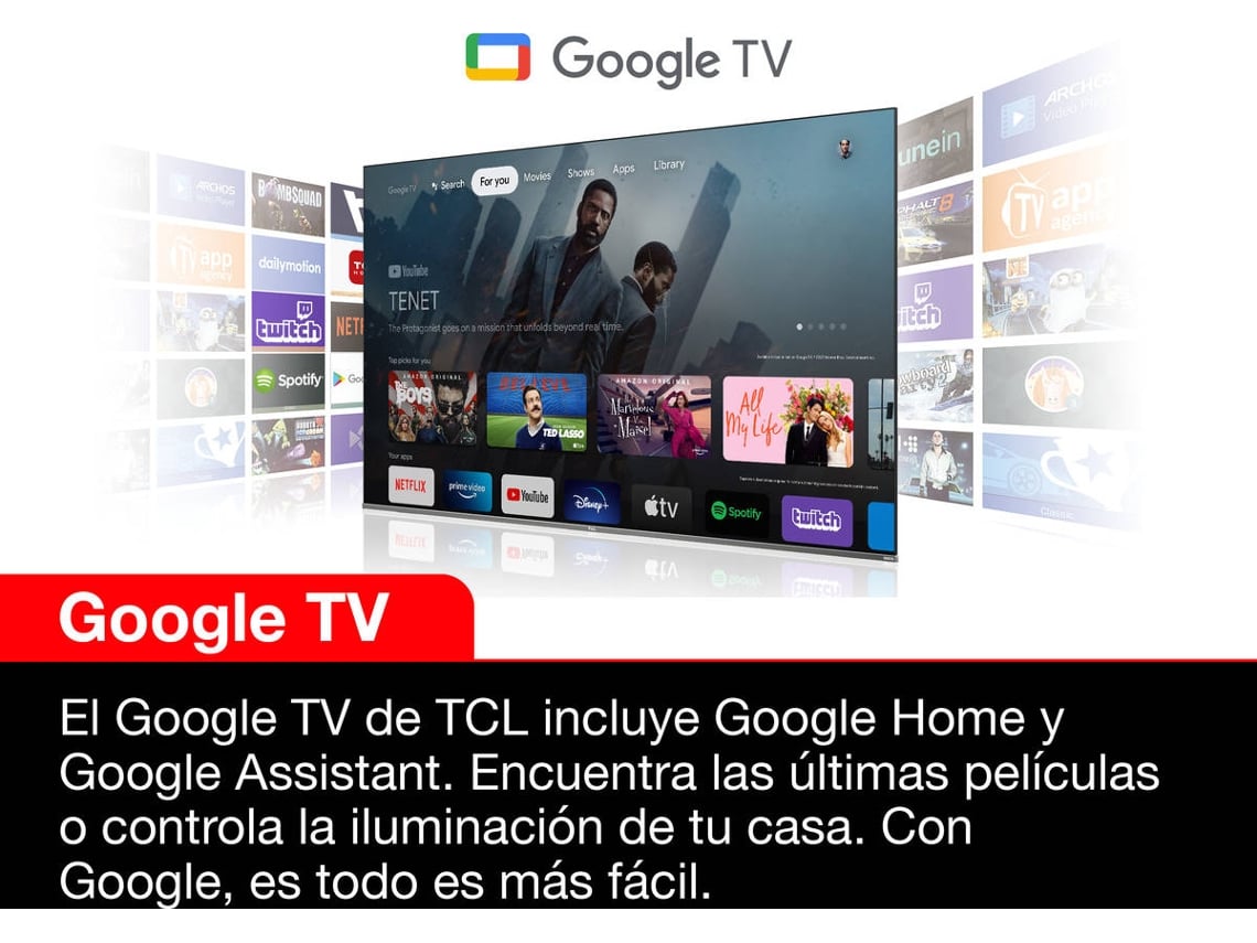 TV LED 43  TCL 43P635, LCD, 4K HDR TV, Google TV, Control por voz, Wifi,  Dolby Audio, HDR10, Negro