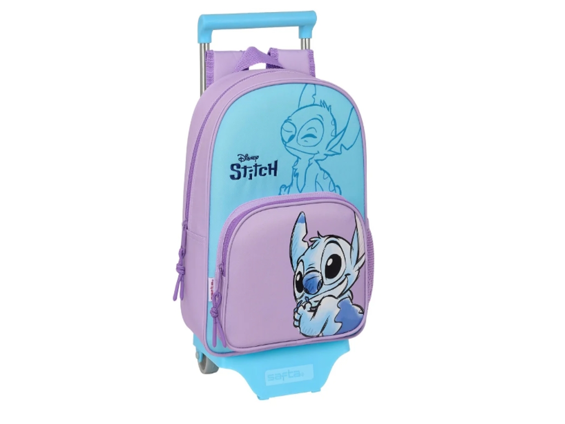 Mochila Escolar SAFTA com Rodas STITCH Sweet (Poliéster 300D - Lilás)