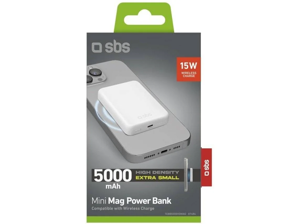 Powerbank SBS Mini MagSafe (Type-C - 15W - 5000 mAh - Blanco)