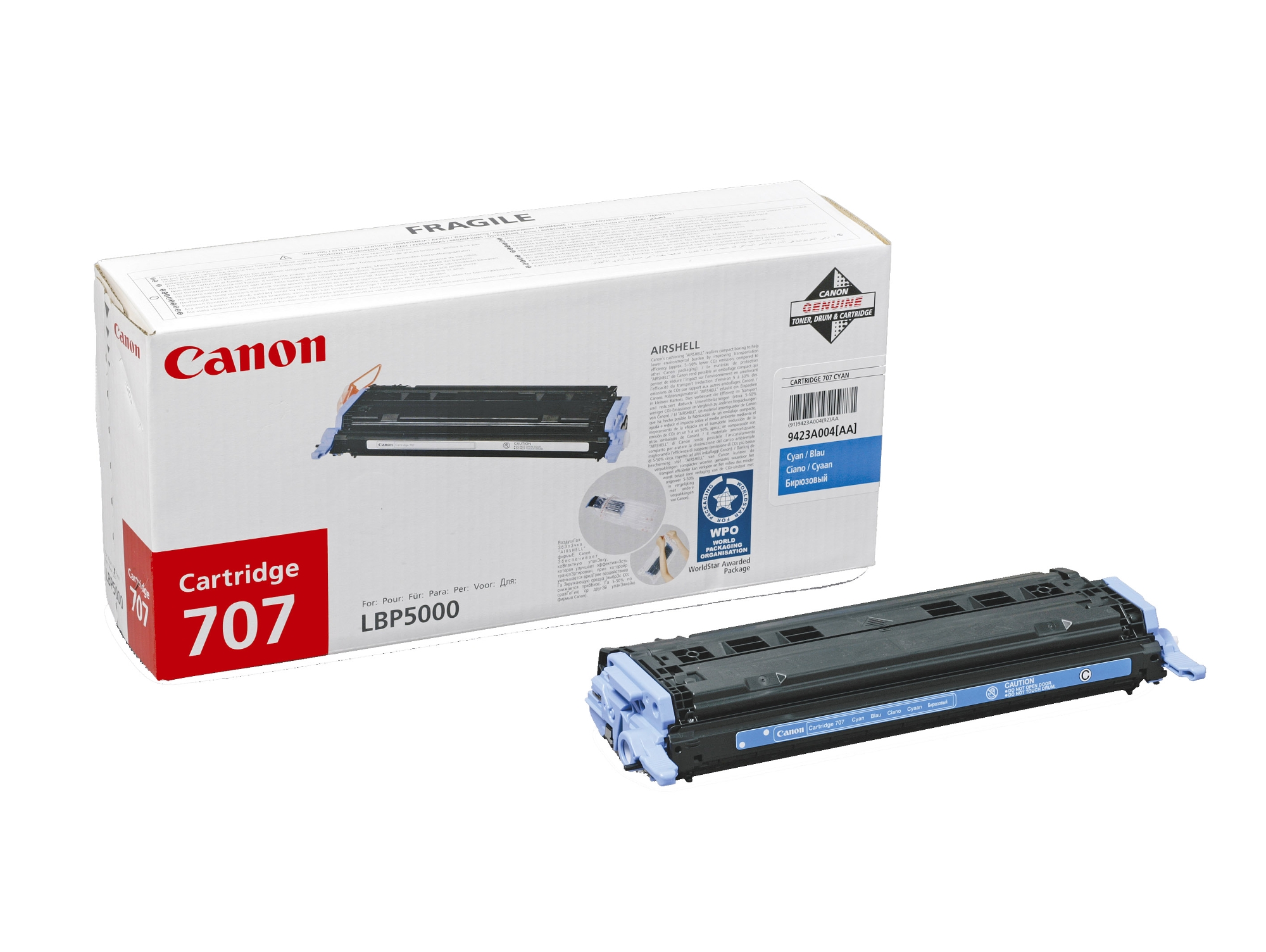 Cartucho de tóner Original CANON Cián  707 C  para i-SENSYS LBP5000, LBP5100, Laser Shot LBP-5000, 5100