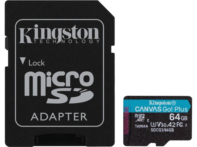 Tarjeta de Memória MicroSD KINGSTON Canvas Go Plus (64 GB - 170 MB/s)