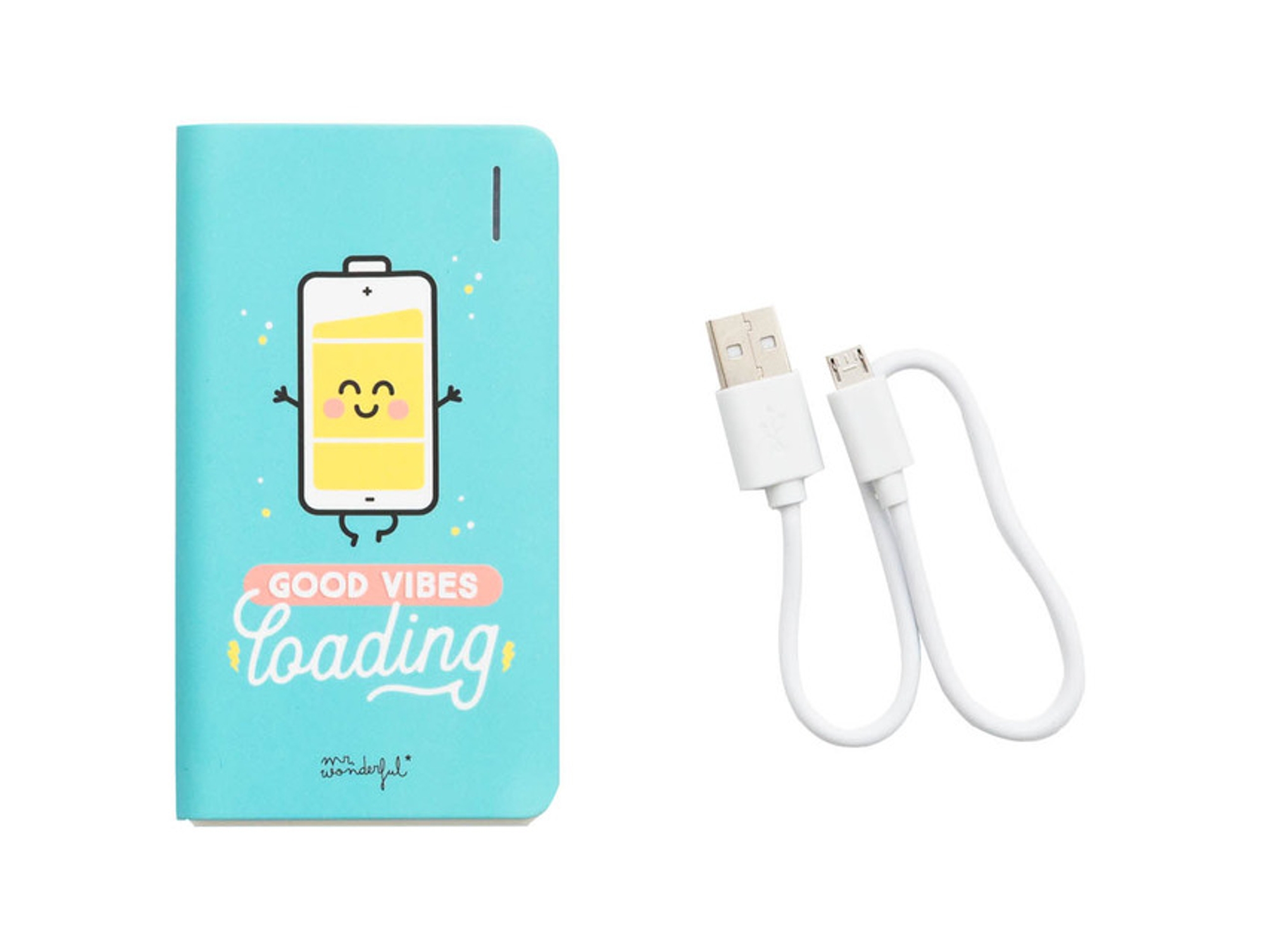 Powerbank MR. WONDERFUL Good Vibes (6000 mAh - 2 USB - MicroUSB - Azul)