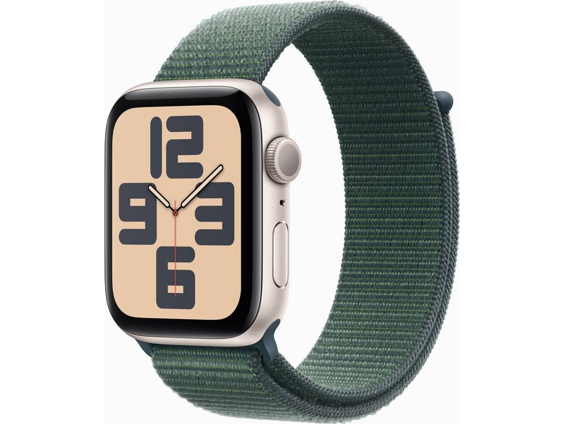 APPLE Watch SE 2024 GPS 44mm Aluminio Blanco Estrella con Correa Deportiva Verde Lago